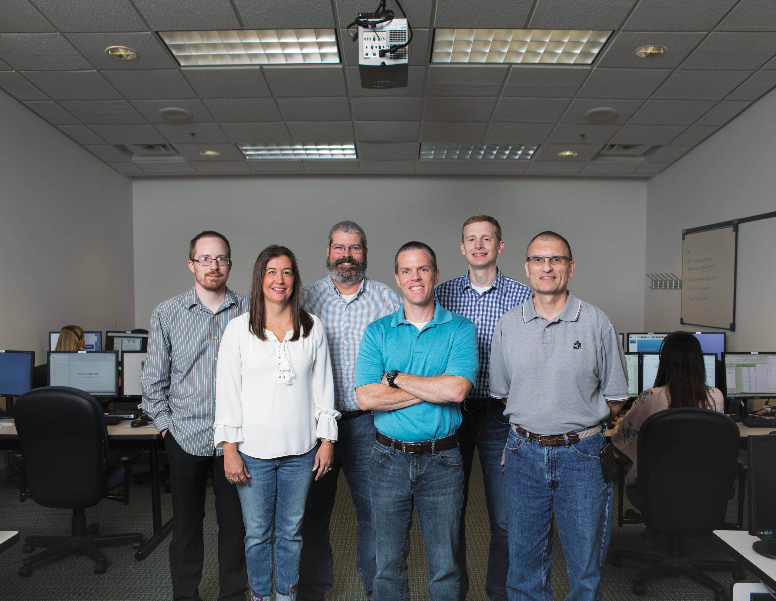 From left: Kenny McMichael, Manager, Help Desk, Ann Heathcott, Director, IT Network Services, JJ Mohr, Sr. Director, Information Technology, Ryan Parmenter, Director, IT Development, Joab Schultheis, VP & CIO, Bret Rauscher, Director, IT Development. During 2018, the IT team will work with Cornerstone Relocation Group to integrate shipment information with Atlas systems, making it more shareable with Atlas Agents.