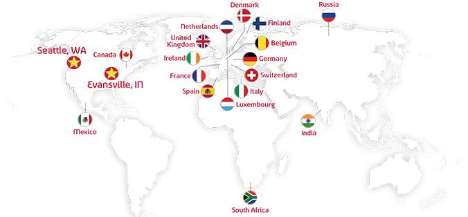 world map of Atlas International global network of agents