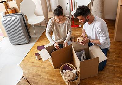 Couple moving out of an apartment